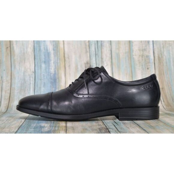 ECCO Melbourne Cap Toe Oxfords Men\'s Size 44 US 10 / 10.5 Black Leather Shoes main image 12